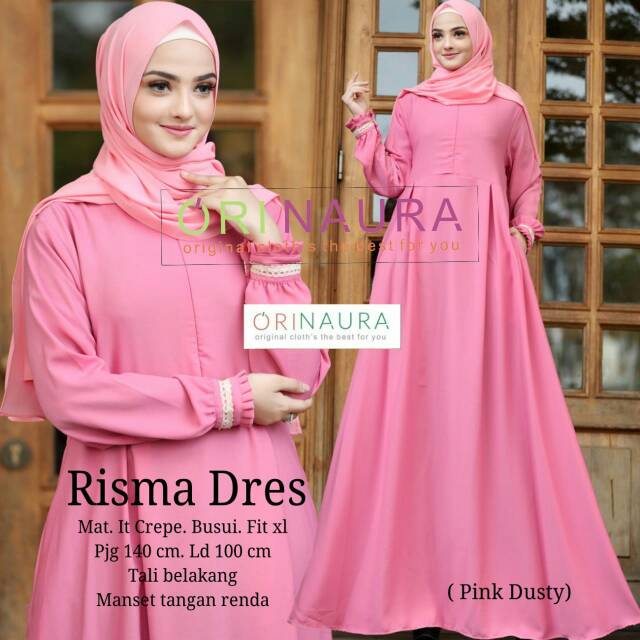 Ns FC Najibah Gamis Syari putih benhur abu Risma dress by ori naura