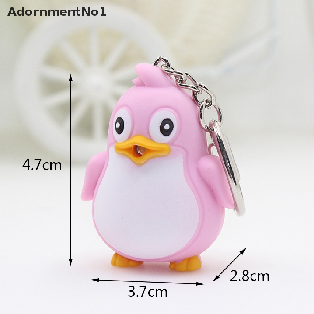 (AdornmentNo1) Gantungan Kunci Lampu Senter LED Bentuk Penguin Lucu Dengan Suara