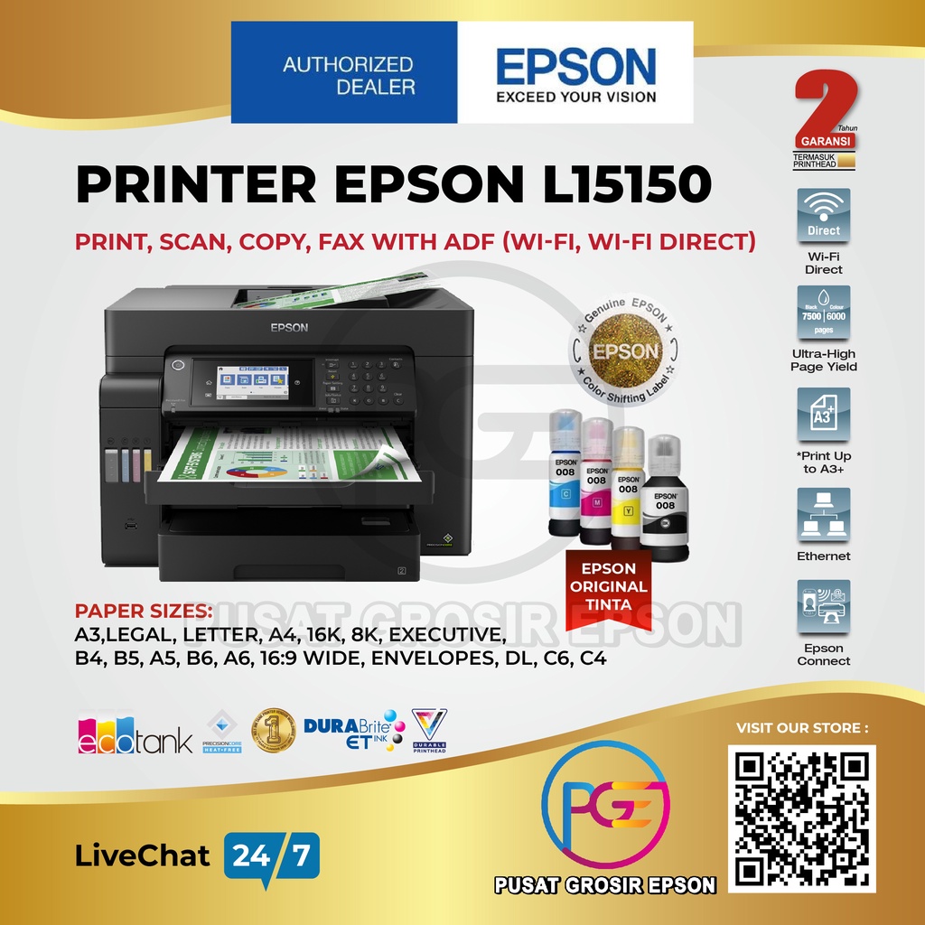 Epson EcoTank L15150 L 15150 L-15150 A3 Wi-Fi Duplex All-in-One Ink Tank Printer ORIGINAL GARANSI