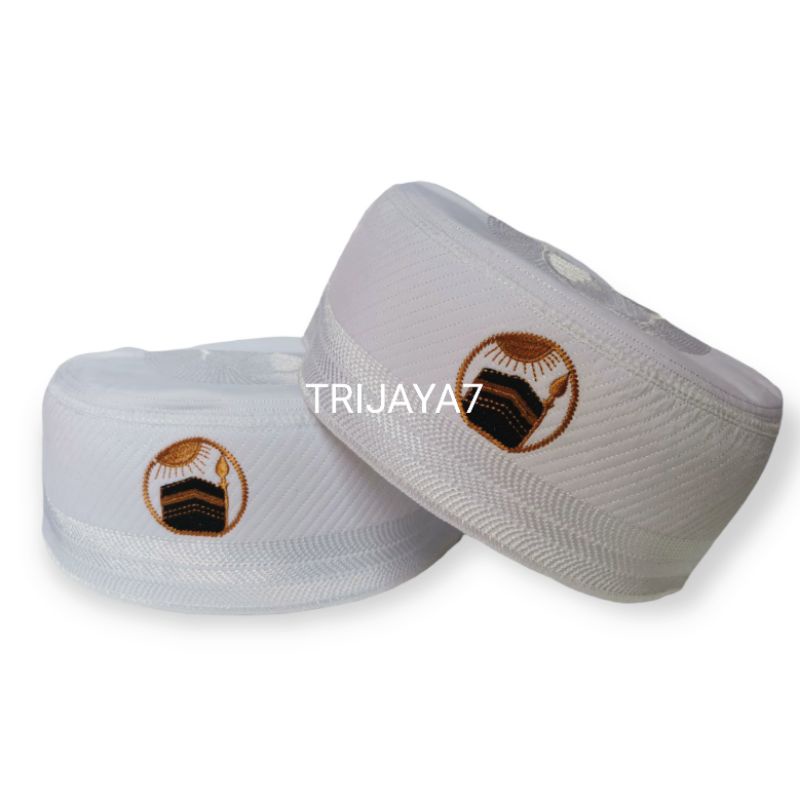 Peci Putih Madinah Logo Kabah Kopiah Songkok Haji