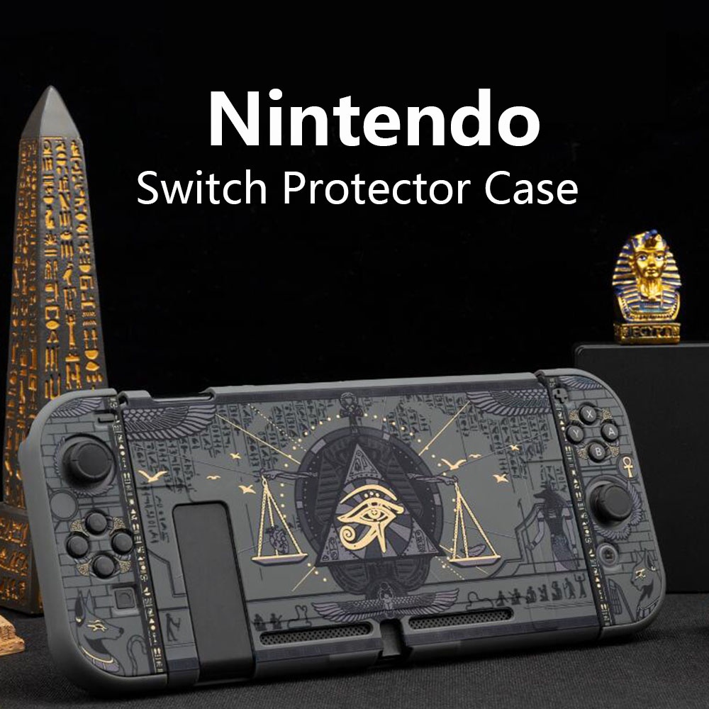 Geekshare Cthulhu Tas Hard Case Cover Pelindung Penyimpanan Controller Joy-Con Nintendo Switch Tema Mesir