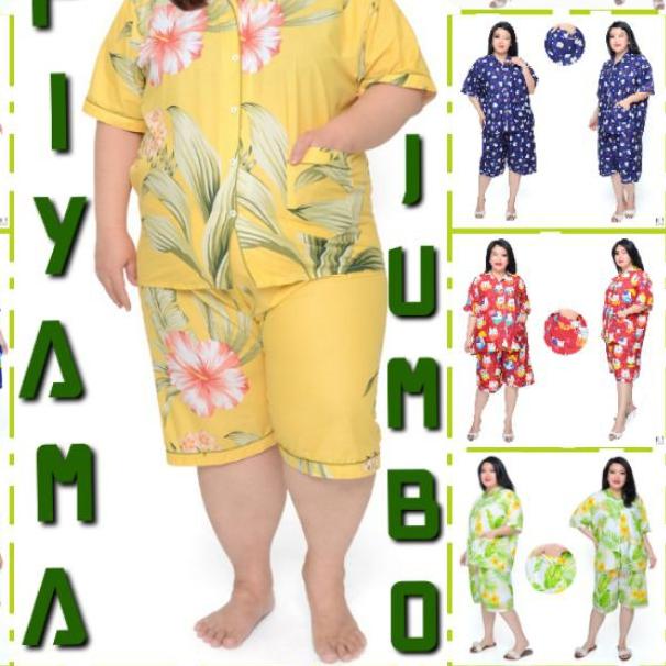 ▲ PIYAMA JUMBO CELANA PENDEK WANITA LD 130 120 SET BAJU TIDUR CEWEK DEWASA SETELAN KATUN KARAKTER ✿