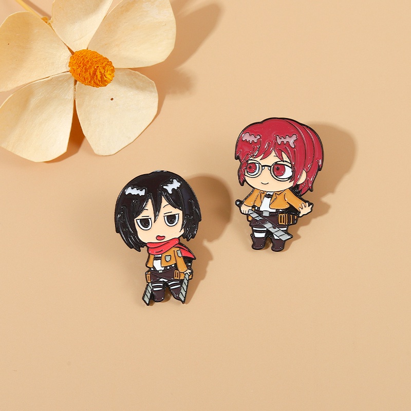 Bros Pin Enamel Desain Karakter Kartun Anime ATTACK ON TITAN Untuk Hadiah Teman