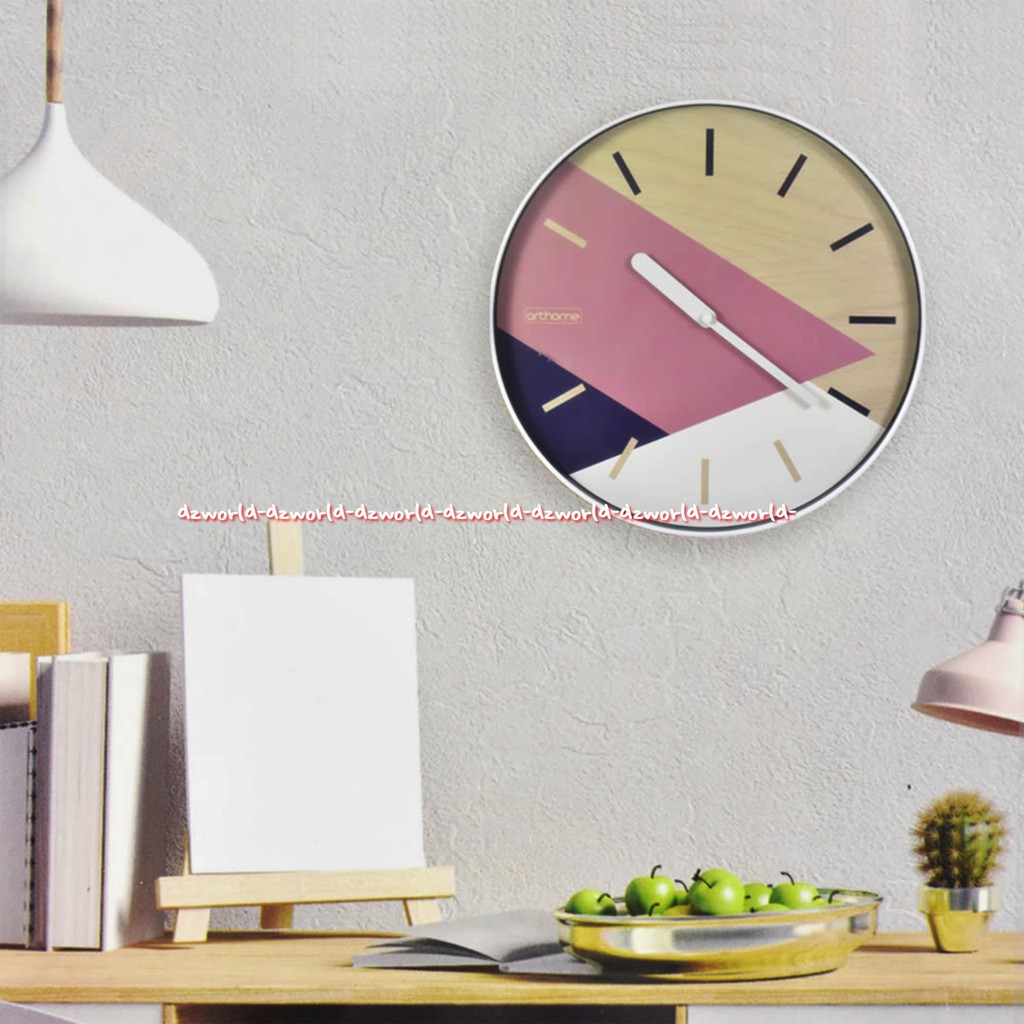 Arthome Wall Clock Triangle Colorfull 35cm Jam Dinding Bulat Pink Art Home Wals Clocks Color Full Pink Gold