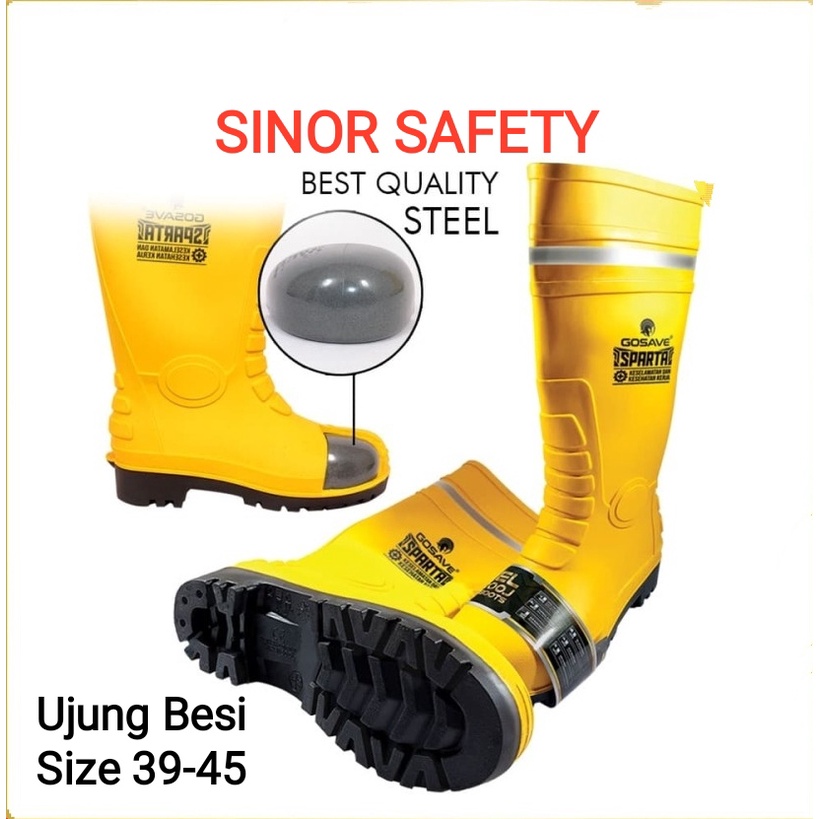 Sepatu Boot Rubber Safety GOSAVE SPARTA Karet Ujung Besi Steel Toe