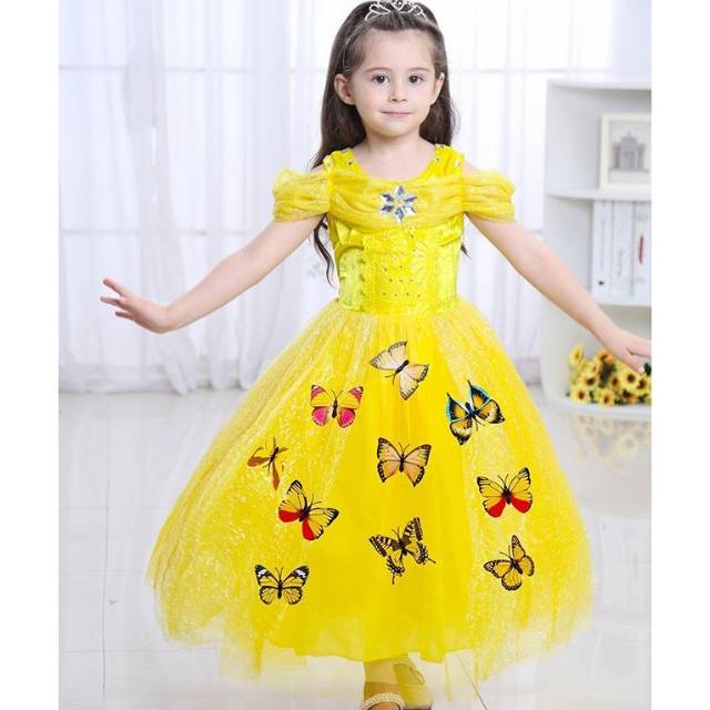 GA2548 BUTTERFLY BELLE  DRESS / gaun kostum princess anak perempuan beauty and the beast