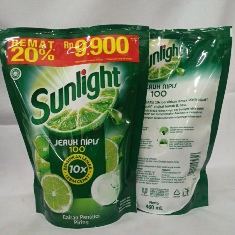 Sabun pencuci piring sunlight jeruk nipis kemasan refill