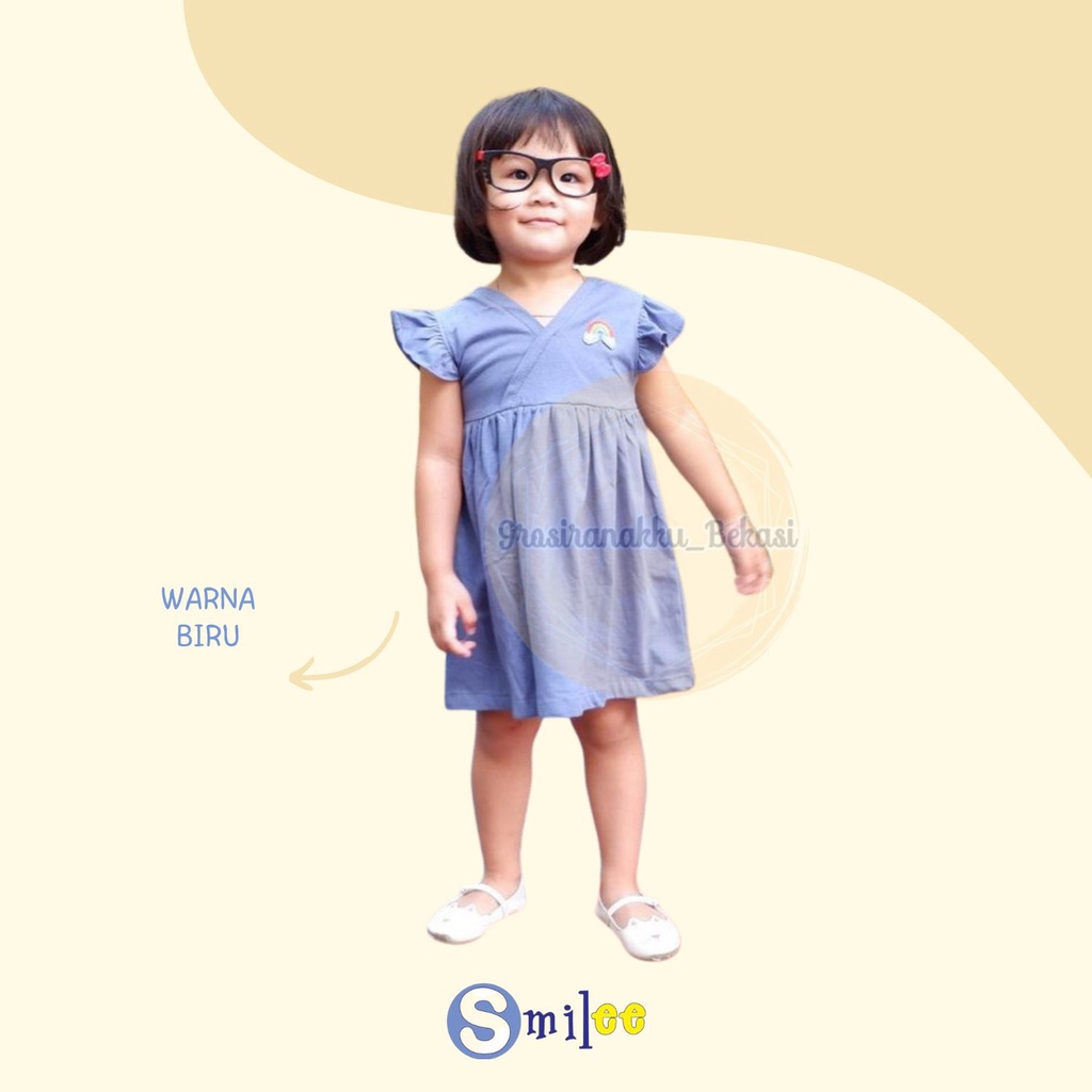 Dress Anak Bayi V Pelangi Biru size 1-5