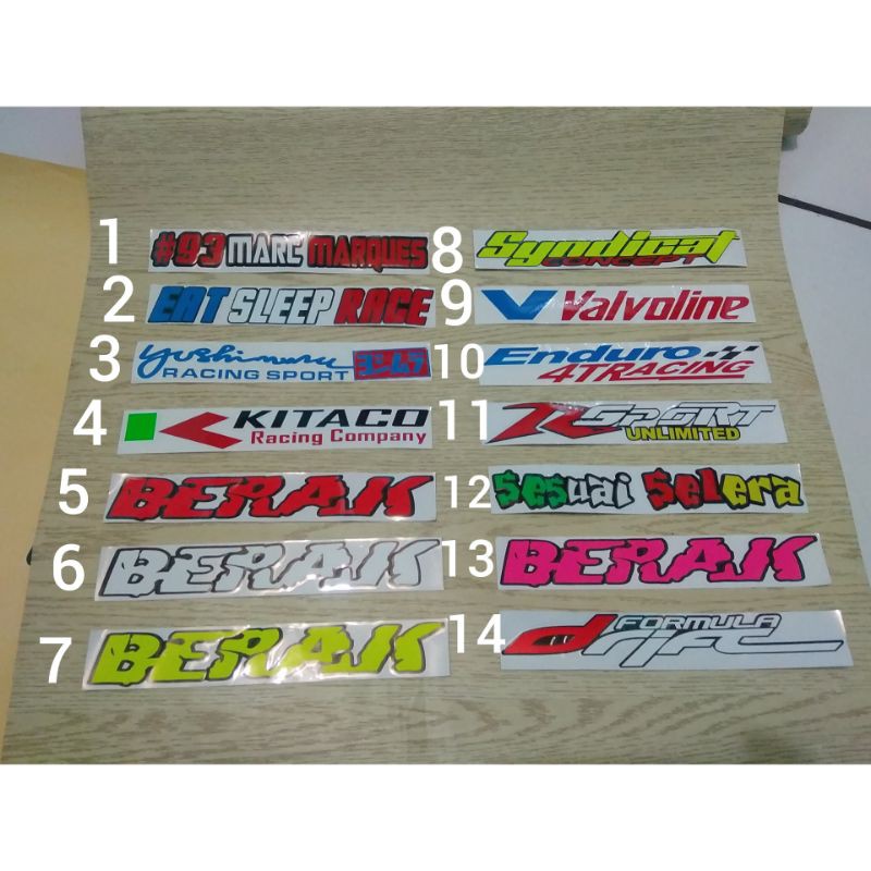 stiker cutting sticker stiker aneka sticker tulisan campuran