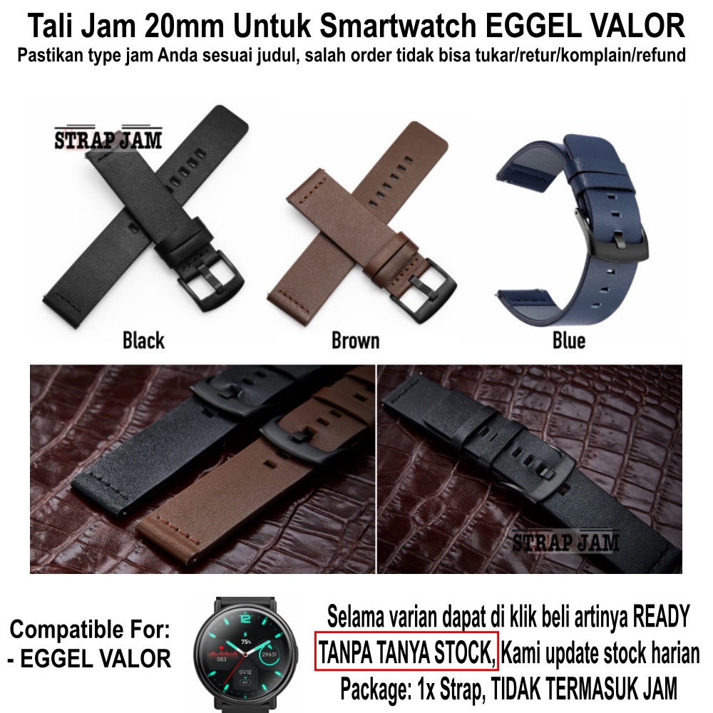 Modern Tali Jam Eggel Valor - Strap 20mm Leather Kulit Simple Polos