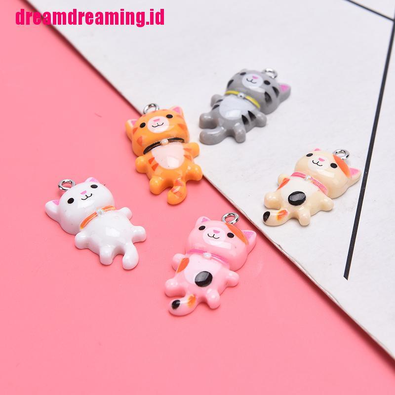 10pcs Liontin Bentuk Hewan Kucing Bahan Resin Untuk Membuat Perhiasan Anting