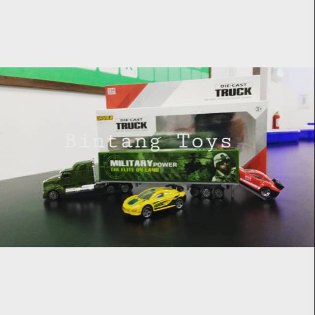 Diecast truk box kontainer plus 2 mobil kecil
