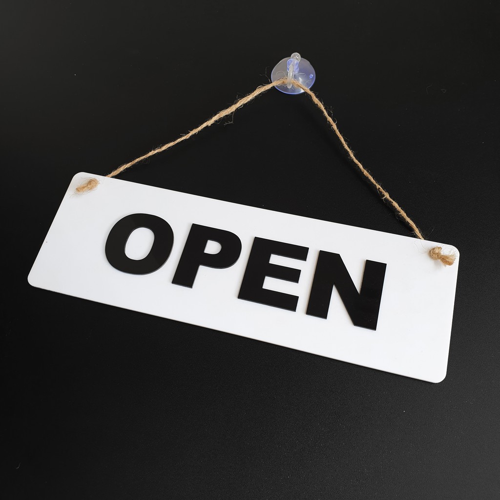 Gantungan Sign Cafe - AKRILIK OPEN CLOSED PUTIH - Dengan Kop Kaca