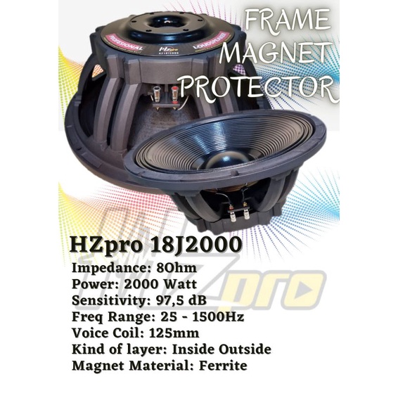 Speaker Komponen 18 Inch HZPRO 18J2000 Coil 5 Inch 2000 Watt