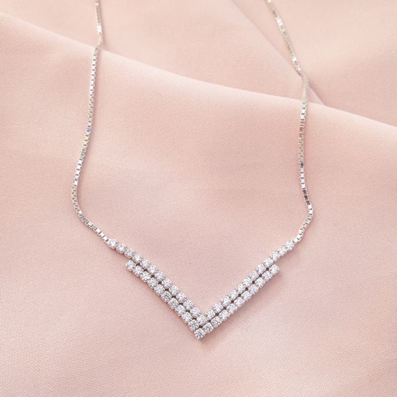 [NEW] [LIMITED STOCK] Kalung serut model aurel double emas putih asli kadar 375 8K