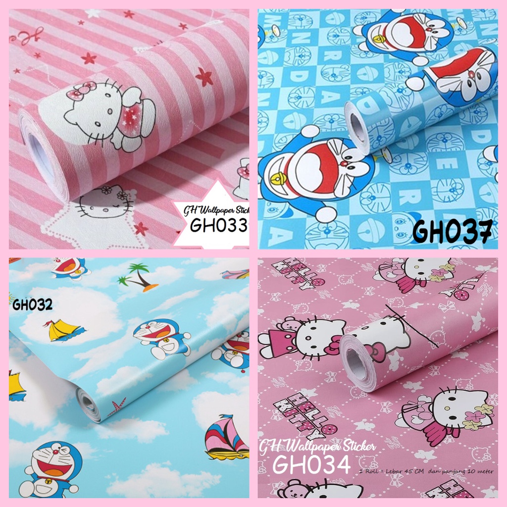 Wallpaper Stiker Wallpaper Stiker Dinding Rumah 45cmx9m Hello Kitty Pink Membuat Rumah Makin Cantik