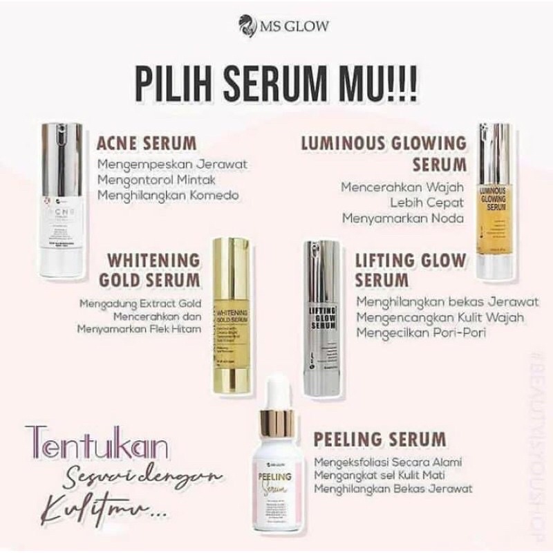 Serum MS Glow Original Asli Resmi (Serum Whitening Gold, Luminous Glowing, Acne, Peeling, Lifting)