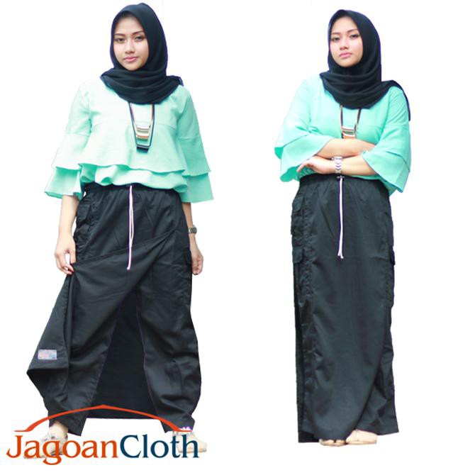 Rok Celana Muslimah Bahan Drill Ukuran M Warna Hitam Original Rocella T84 Murah