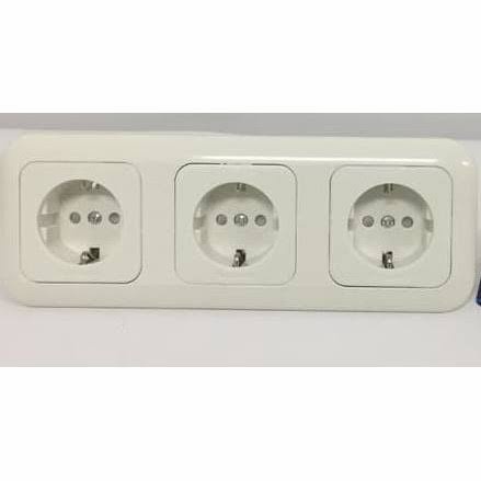 Stop Kontak 3 Gang CP White WEJ Putih Panasonic Triple Socket Lubang