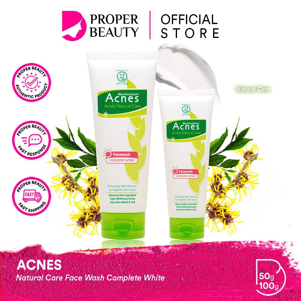 ACNES Natural Care Face Wash Complete White Japan / Pembersih Wajah 50g 100g / Treatment Series / Oil Control Whitening Yogurt Touch Deep Pore Cleanser Creamy Foaming Washing Bar Derma Gentle / 80g / Skincare Facial Toner Serum Mask Cream / Rohto Paket Se