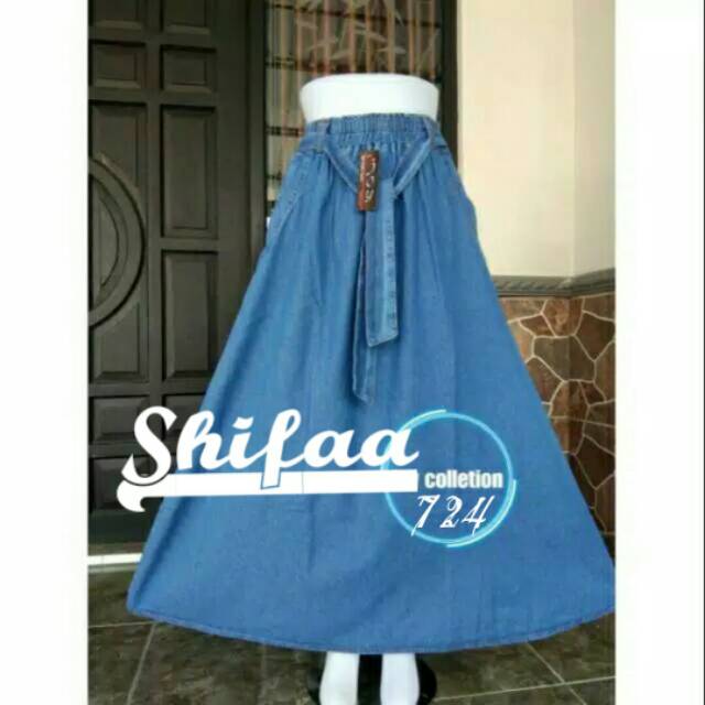 Rok Jeans / Rok Vita Jumbo Panjang (BB 50-80 Kg / All Size Dewasa)