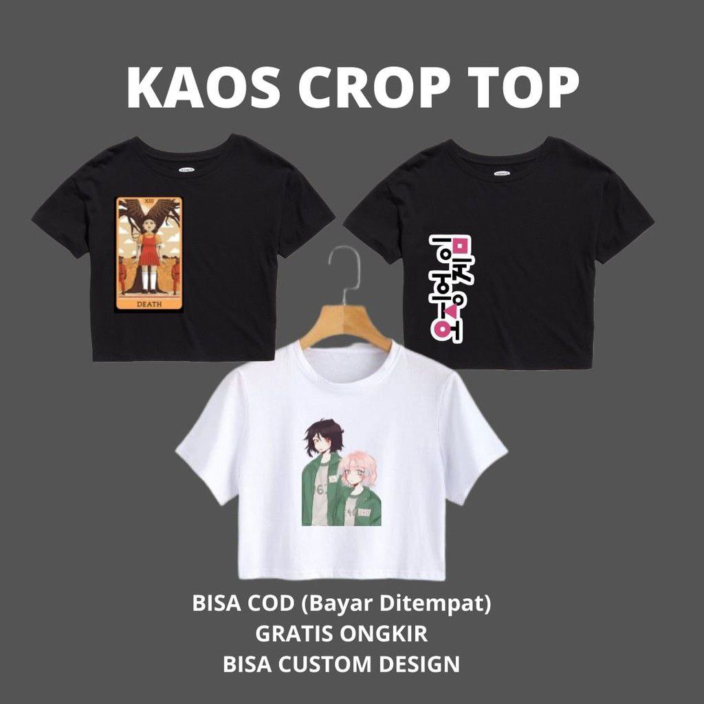 Clothing May - Crop Top Squid Game Kaos Distro Croptop Atasan Krop Top Wanita Cewek Viral19:54