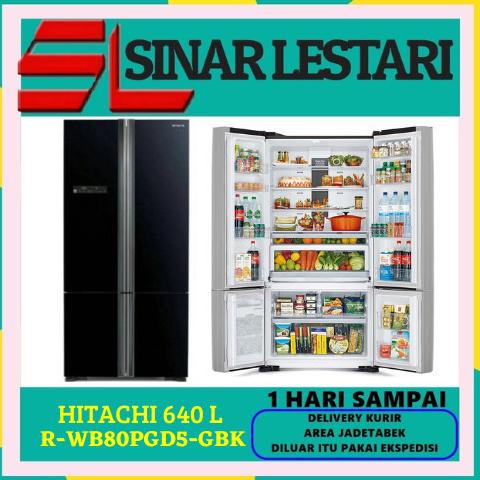 HITACHI R-WB80PGD5-GBK KULKAS 4 PINTU 640 L INVERTER RWB80PGD5-GBK/XGR