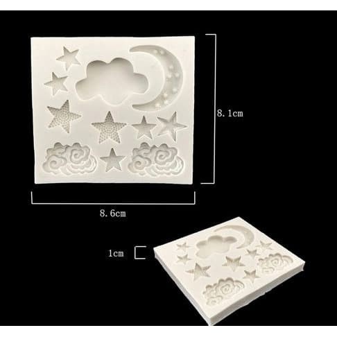 3D Silicon Mold Fondant Cake Decoration - Cloud Moon Stars