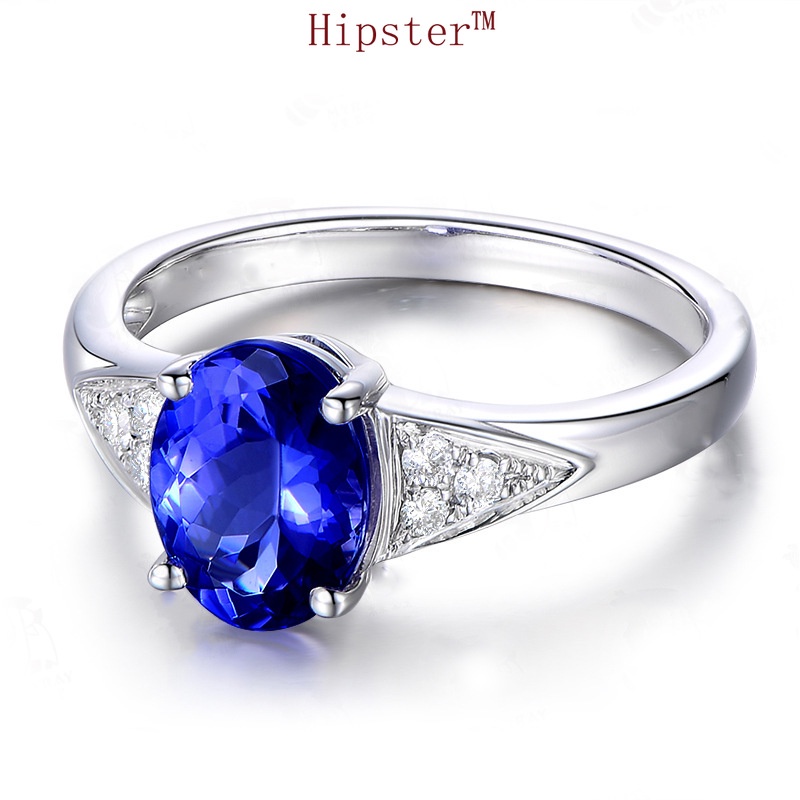 Classic Trendy Grace Luxury Inlaid Full Diamond Blue Crystal Adjustable Ring