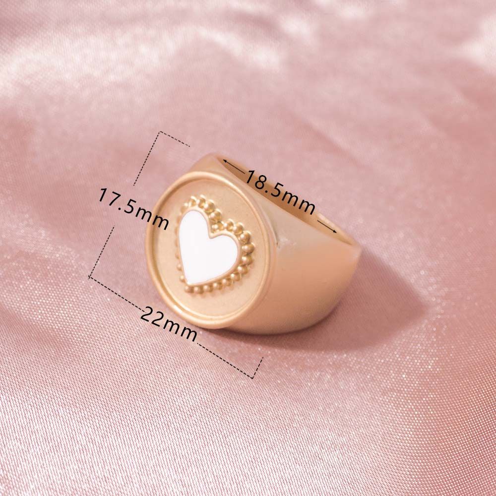 Needway  Colorful Heart Rings Vintage Round Rings Finger Rings Women Creative Korean Drop Oil Temperament Simple Fashion Jewelry/Multicolor