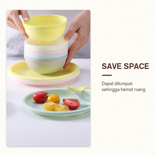 Piring Set Isi (6 Pcs)Plastik Microwave Plastik BPA Free Reusable Warna Warni IKEA High Quality Samono