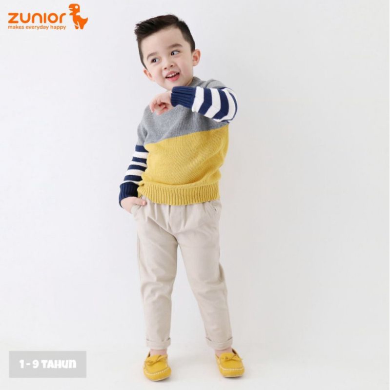 Celana Chino Panjang Anak Laki-Laki dan Perempuan Premium Zunior Krem 1-12 Tahun