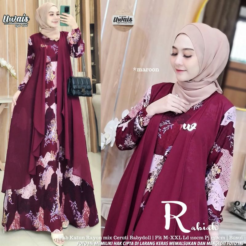 RABIAH BY UWAIS/gamis/gamis solo/gamis katun rayon/gamis terbaru/gamis