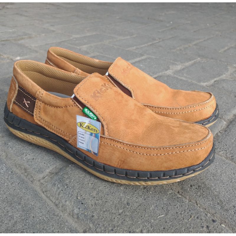 Kickers Sepatu Casual Kasual Santai Pria Bahan Kulit Asli Slip On Kode KC.53