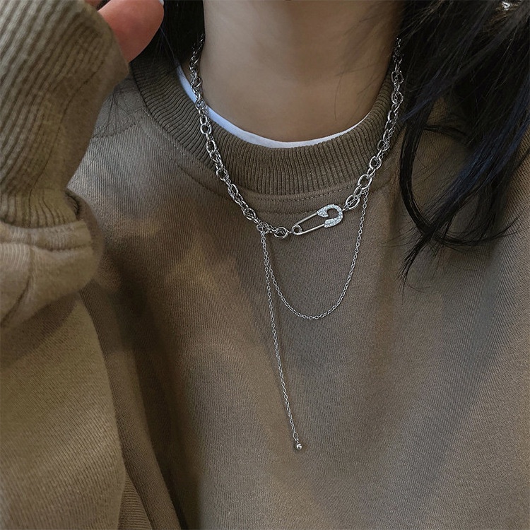 Kalung Rantai Bahan Metal Gaya Retro Korea