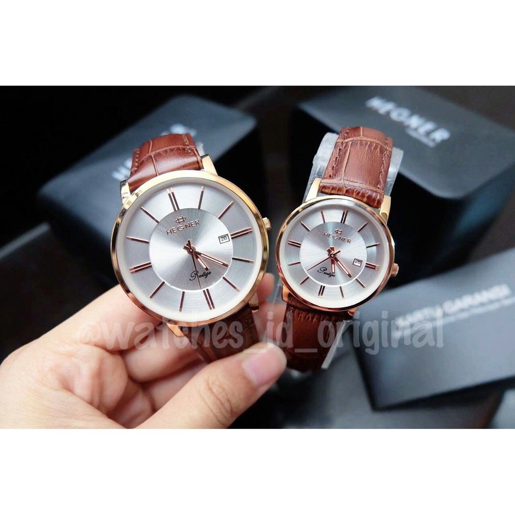 Jam Tangan Couple Hegner 403 Original (Ring Rosegold)