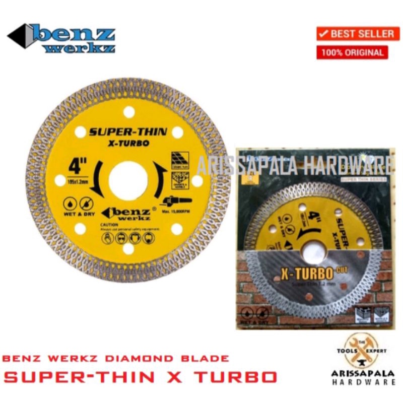 BENZ Mata Gerinda Potong Keramik Granit Diamond Blade X TURBO Super Thin Kering dan Basah