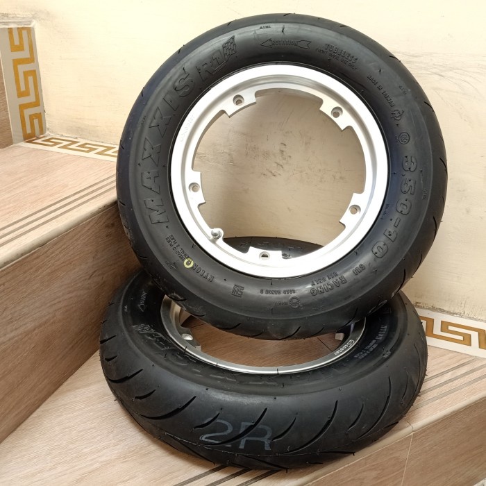 paket velg tubeless vespa gscooter dan ban maxxis MA R1 ring 10