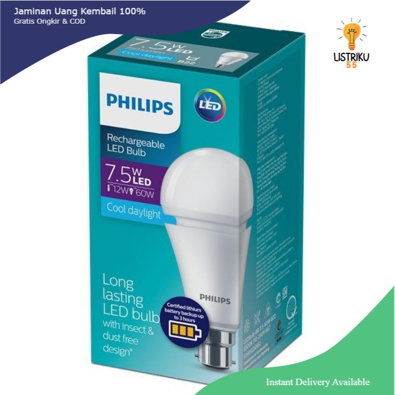 Philips Lampu LED Emergency Rechargeable 7,5W Putih
