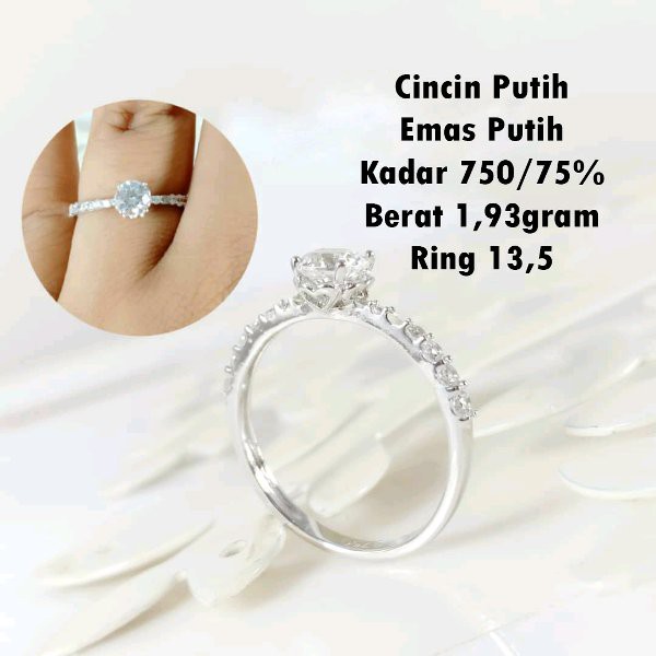 Cincin Putih Cantik Emas Putih Kadar 750 Ring 15 Shopee Indonesia