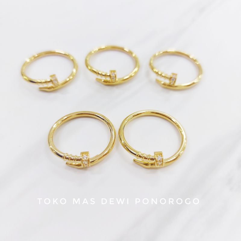CINCIN EMAS MODEL PAKU VARIASI MATA Emas Asli Kadar 8K/375% Yellow Gold