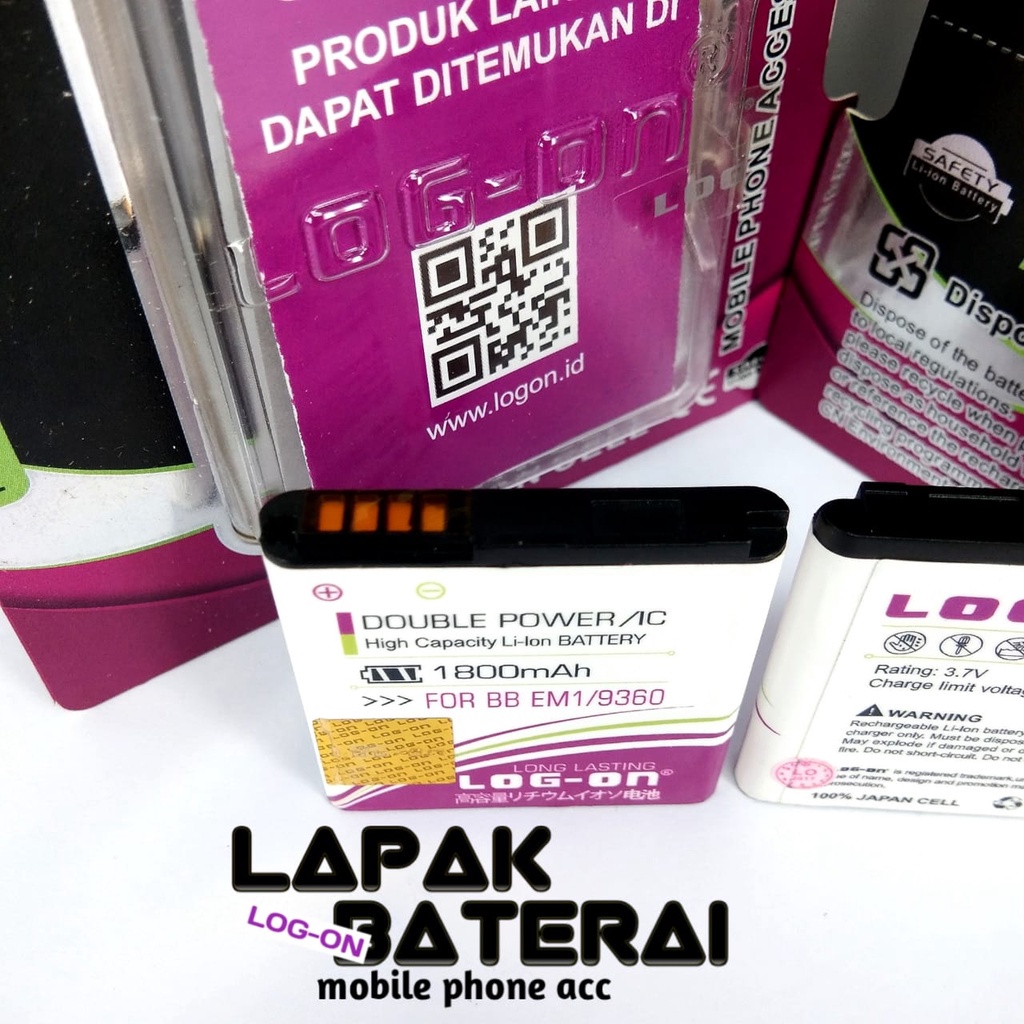 LOG - ON Baterai BLACKBERRY 9360 EM1 - batre 9360 em1 battery ORIGINAL