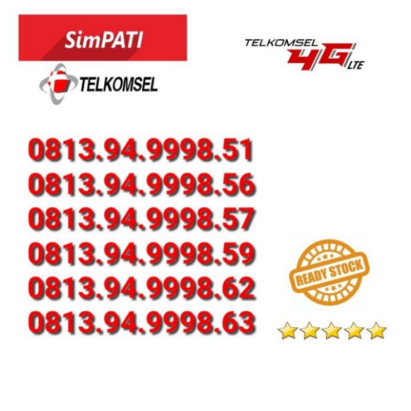 Nomor Cantik Telkomsel 4G / No Cantik Simpati / Perdana Murah Telkomsel