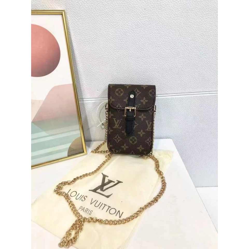 BJ60442 (DAPAT INVOICE TANPA BOX) - BEIGE/BLACK/BROWN - TAS DOMPET HP SLEMPANG KECIL WANITA FASHION IMPORT MODIS ELEGAN TERMURAH TERLARIS TERBARU BAGSTORE JAKARTA TAS BATAM ZC0442