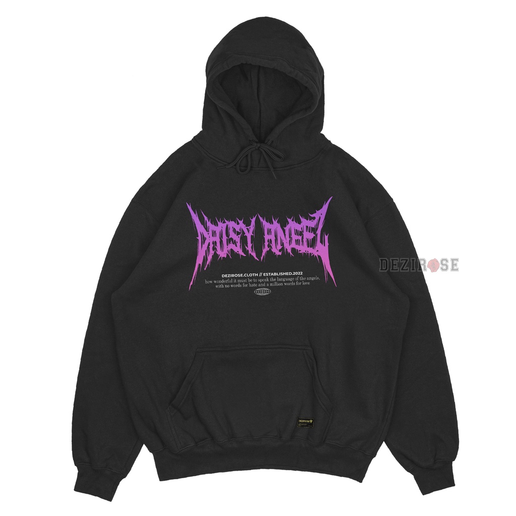 DEZIROSE Sweater Hoodie Pria Distro Metal Series Hitam Fleece Tebal Premium Size M-XXL ( Unisex )