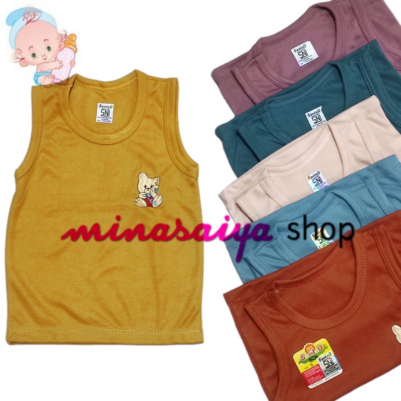 SAMLEO 3 pcs Kaos Kutung Bayi Lengan Buntung SNI Polos Warna Uk. S - XL