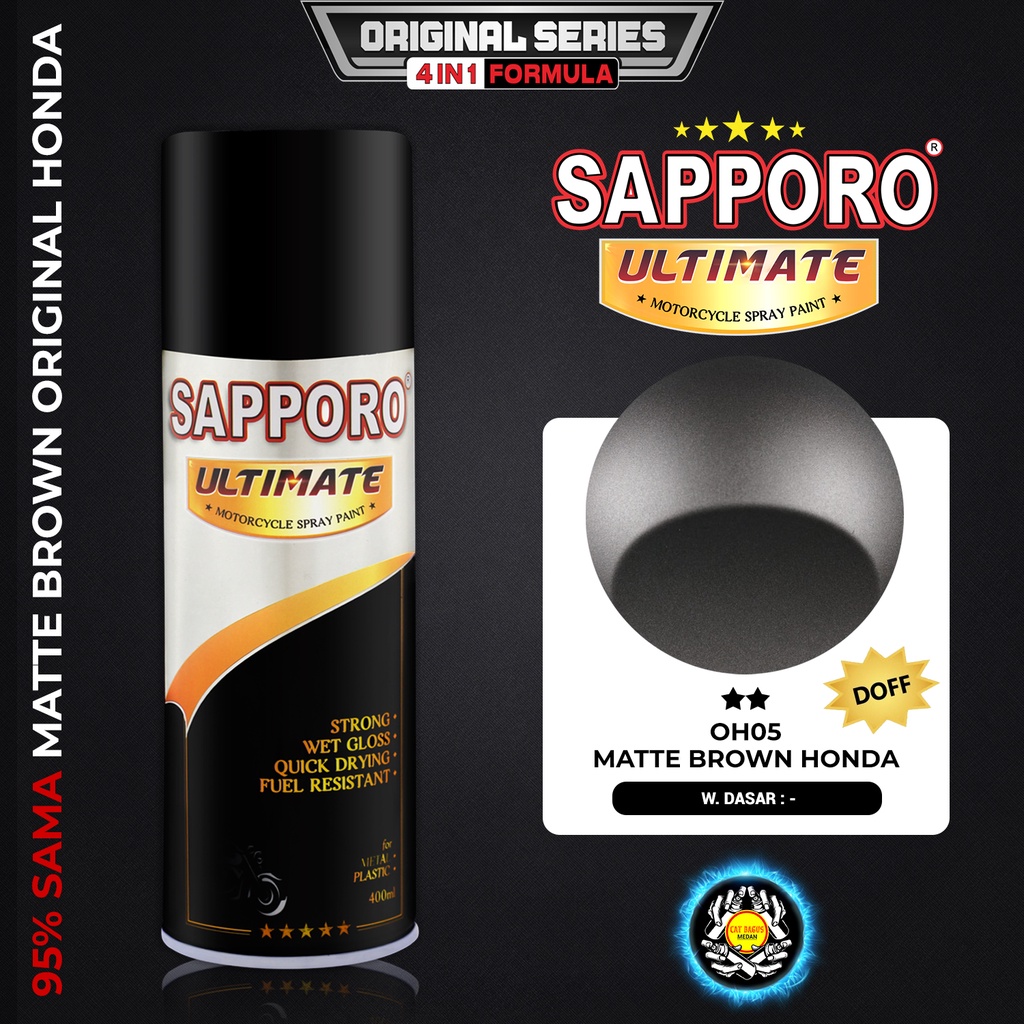 SAPPORO ULTIMATE OH05 MATTE BROWN HONDA ORIGINAL 4 IN 1 CAT SEMPROT 400 ML CAT MOTOR AEROSOL PYLOX C