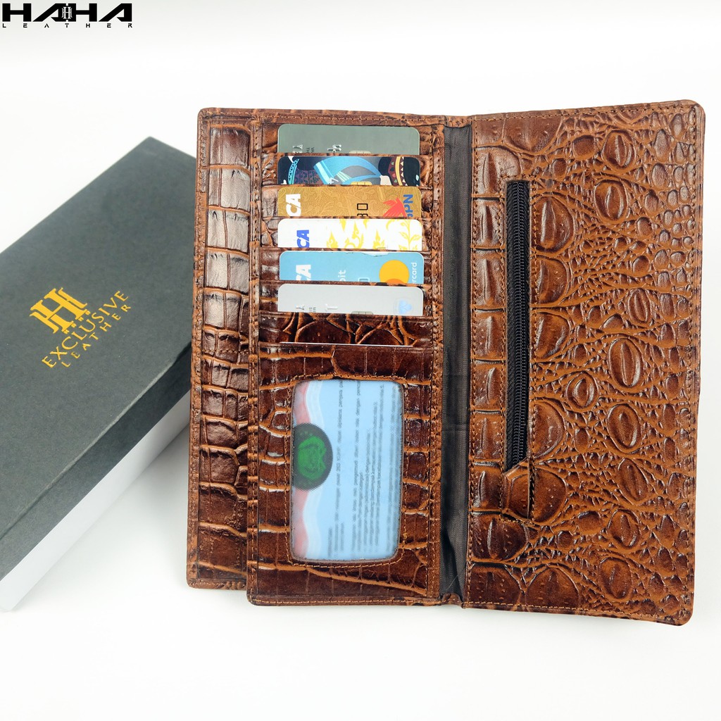 PIERO Dompet kulit sapi motif Buaya Cewek Cowok Wanita Pria Perempuan Laki - Originale Leather Wallet