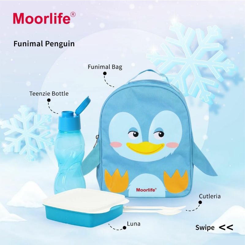 MOORLIFE - TEMPAT BEKAL ANAK SET DENGAN TAS DAN SENDOK GARPU SERTA BOTOL - KIDS LUNCH BOX CUTE IMUT 