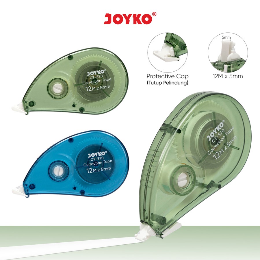 

CORRECTION TAPE JOYKO CT-570 12M x 5MM | TIPE-EX KERTAS | PENGHAPUS PENA | PITA KOREKSI